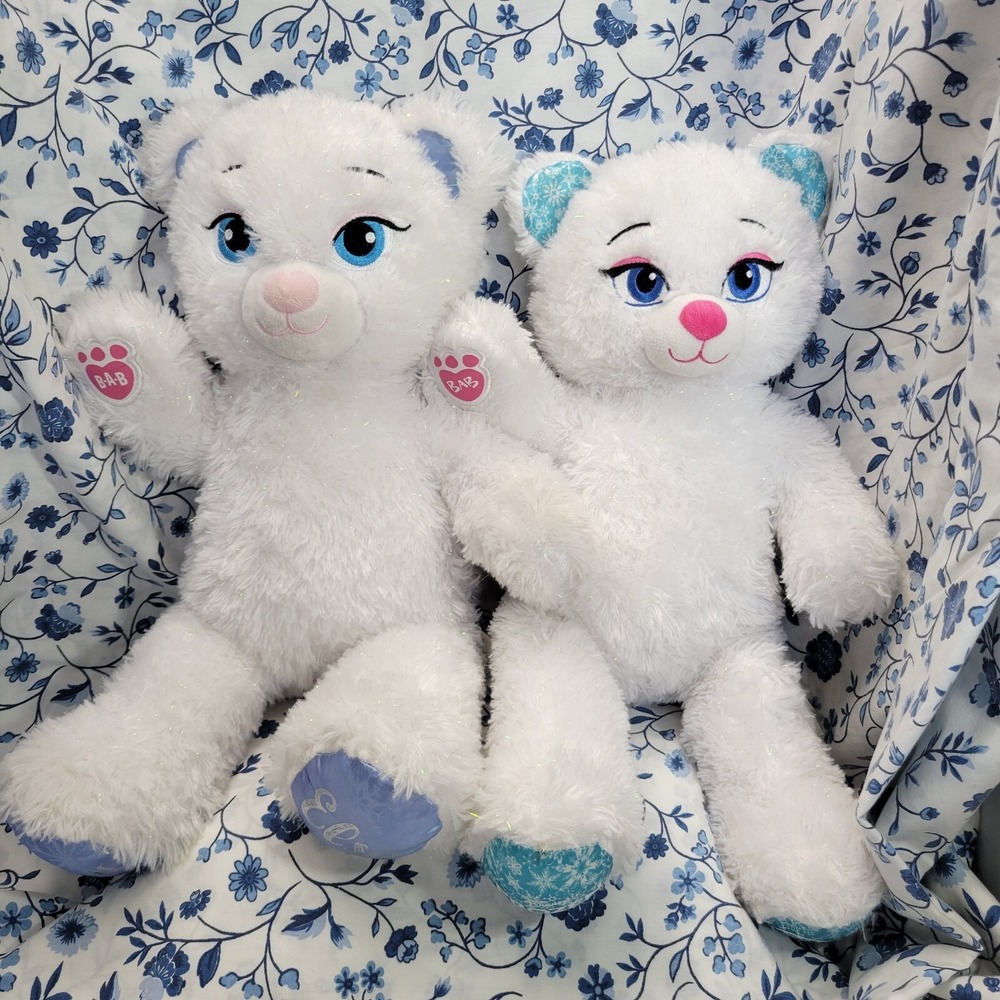 Build A Bear Workshop BAB Disney Frozen Elsa White Sparkly Plush Bear 16"